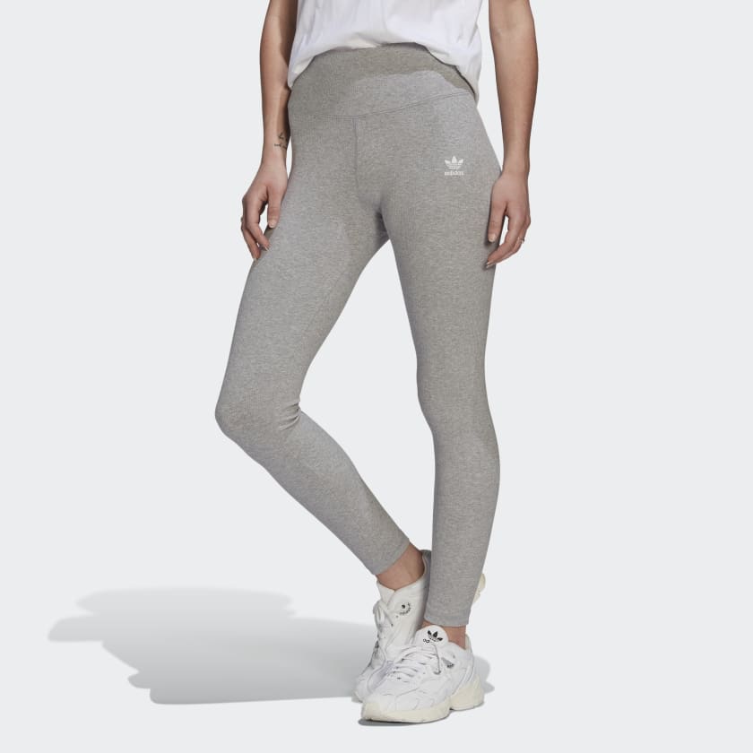 adidas Adicolor Essentials Ribbed 7 8 Length Leggings Grey adidas Australia